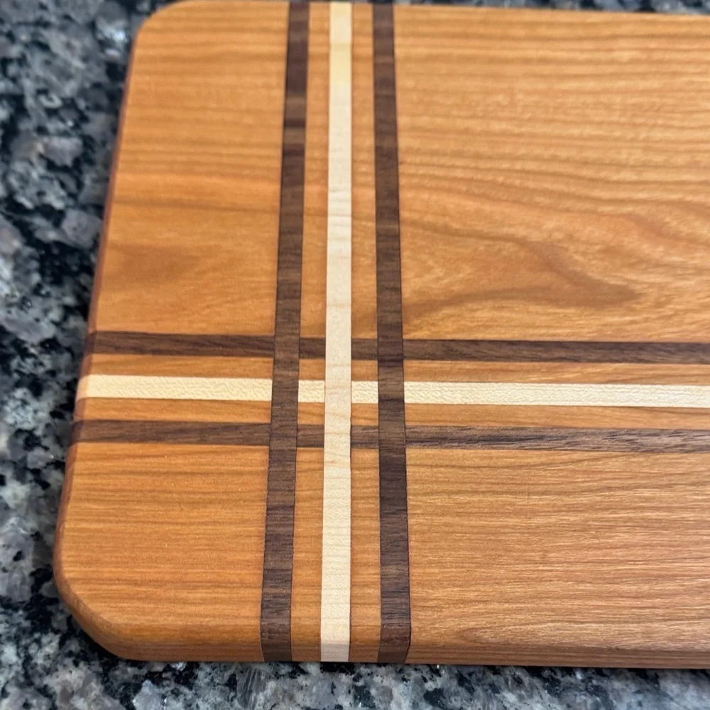 Wooden Cutting Board with Striped Design NEW